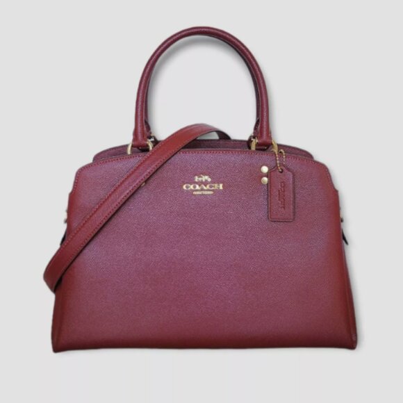 Coach Handbags - Coach Crossgrain Leather Lillie Satchel in Cranberry Excellent Condition